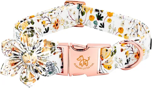 Miniatura 33 de Elegant little tail - Collar rosa para perras con flor, collar ajustable para mascotas con regalo de flores, collares para perros medianos