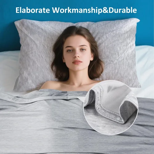 Miniatura 3 de Fotgear Manta refrescante de bambú – Manta de verano suave de doble cara, manta de cama fría transpirable para sudores nocturnos, sofá, oficina