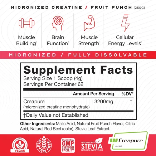 Miniatura 4 de Muscle Feast Creapure - Polvo de monohidrato de creatina micronizada Pre-entrenamiento o post-entrenamiento prémium Creatina saborizada