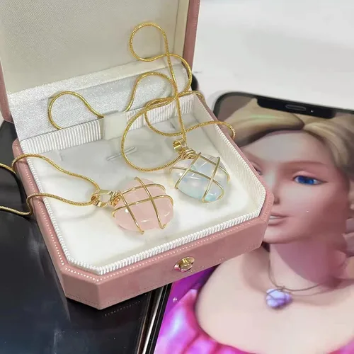 Miniatura 3 de MGBISYI Collar de castillo de diamantes de moda, collar de corazón de piedra de nacimiento para mujeres y niñas (2 piezas), Cadena de cristal