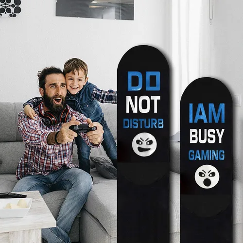 Miniatura 113 de AGRIMONY Calcetines divertidos con texto en inglés «Do Not Disturb Gaming» para hombres, mujeres, adolescentes, niños, Pascua, padres, cumpleaños