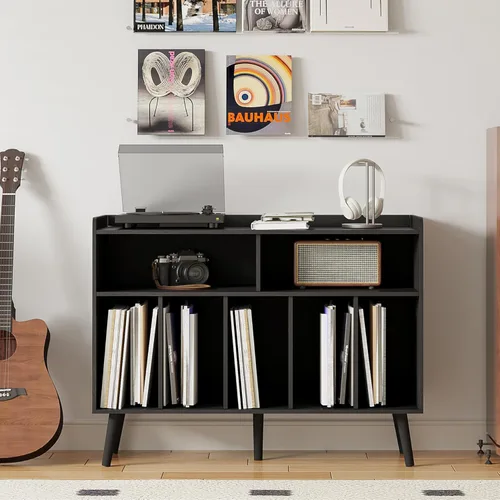 Miniatura 3 de ChooChoo - Soporte para tocadiscos, mesa para tocadiscos con almacenamiento para vinilos, gabinete para tocadiscos hasta 350 álbumes, organizador