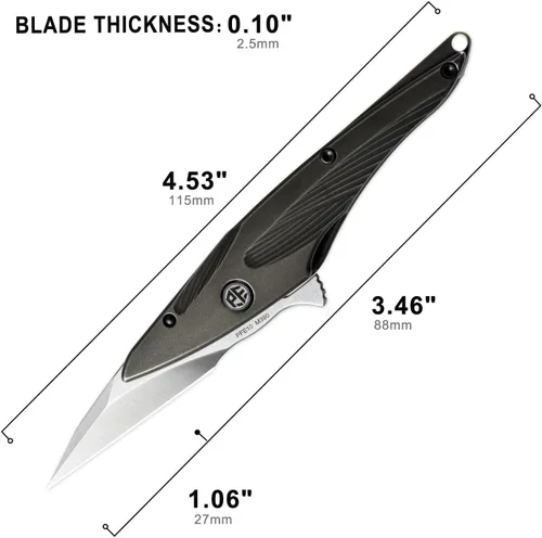 Miniatura 3 de Petrified fish PFE10 - Cuchillo plegable para colibrí, hoja de satén M390 de 1.06 pulgadas, mango de titanio de 1.05 onzas, cuchillo de bolsillo