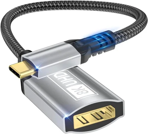 Adaptador USB C a DisplayPort, 8K Type-C macho a DisplayPort 1.4 hembra, 8K @60Hz, 4K @144Hz, 4K @120Hz Dynamic HDR Thunderbolt 4/3 a puerto de