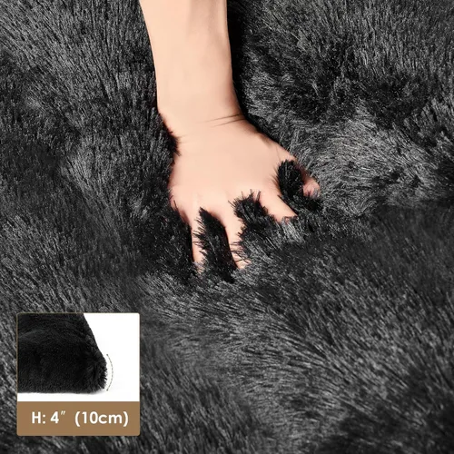 Miniatura 5 de EHEYCIGA Cama Esponjosa para Jaula de Perros Grandes, Almohadilla de Jaula de Piel Sintética Afelpada, Cama Calmante Anti-Ansiedad para Perros Negro
