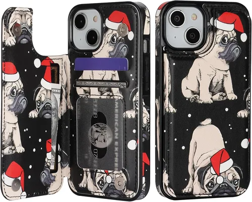 Miniatura 8 de HAOPINSH para iPhone 13 Estuche tipo cartera con tarjetero, patrón de leopardo blanco y guepardo, funda con tapa trasera para mujer y niña, ranuras
