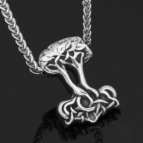 Miniatura 2 de GuoShuang hombres acero inoxidable norse viking Yggdrasil árbol de la vida amuleto colgante collar viking joyería