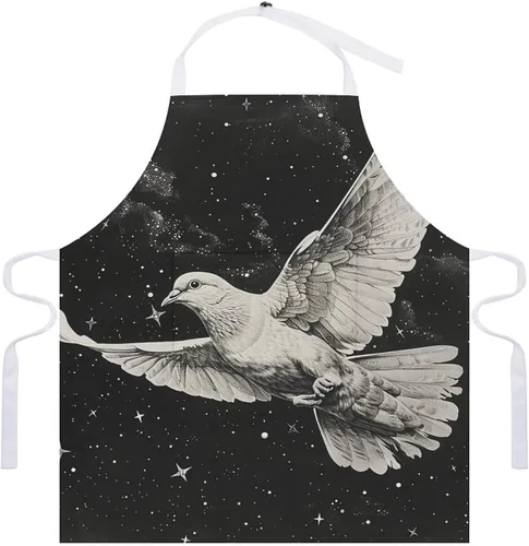 Miniatura 7 de MUSM Apron for Adults - 27.6 X 31.5 Inch, Heavy-Duty Polyester Aprons with Two Large Pockets, Waterproof Star Bird Print Kitchen Apron for Cooking