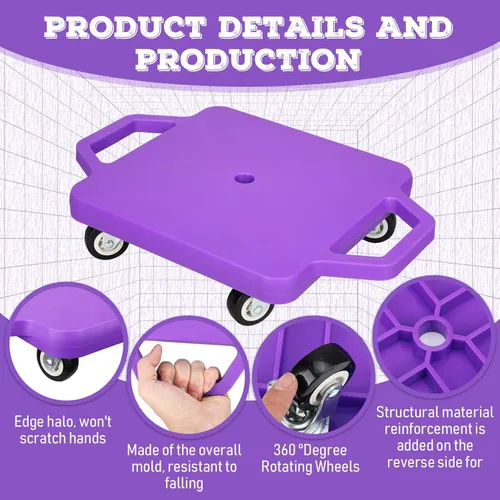 Miniatura 5 de Jerify 4 piezas de patinete deportivo con asas, ruedas de plástico, patineta para sentarse en el suelo, para niños, gimnasio, actividades
