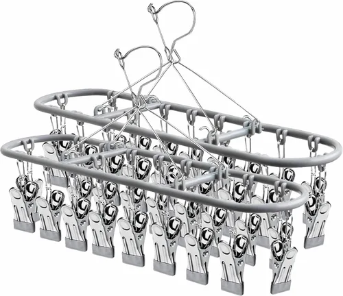 Miniatura 8 de PHYDELU Estante de secado para ropa con 24 clips, colgador de calcetines para secar, colgar ropa para secadora, ropa interior, perchas para ropa