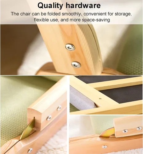 Miniatura 5 de SAZDFY Silla plegable de tatami con soporte de espalda, silla de meditación, silla portátil japonesa sin piernas, sofá perezoso de madera, ventana