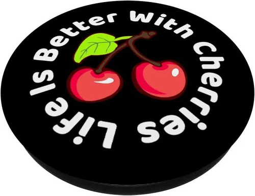 Miniatura 2 de Cherry Cobbler - Soporte para teléfonos y tabletas, diseño de cerezas, Negro