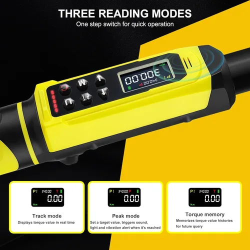 Miniatura 5 de ATsafepro Llave Dinamométrica Digital - Impulsor de 1/2 Pulgada y 5.1-340Nm (3.8-250.8 ft-lb), Llave Dinamométrica de Servicio Pesado con Zumbador