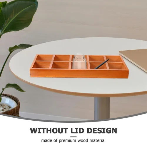 Miniatura 8 de Organizador dividido de madera, bandeja de clasificación de madera, pantalla de rejilla, bandeja rectangular de madera dividida con 10 secciones