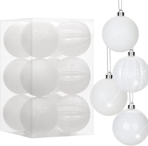 Miniatura 20 de Adornos de bolas de Navidad negras de 2.36 pulgadas, 25 piezas inastillables, set de adornos de Navidad, bolas de Halloween, adorno negro para árbol