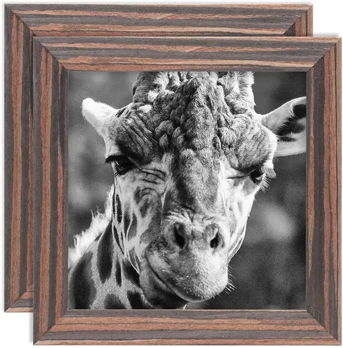 Miniatura 36 de Marcos de fotos de 4 x 4, paquete de 2 unidades, hechos de madera maciza, color negro, para montaje en pared y exhibición de mesa