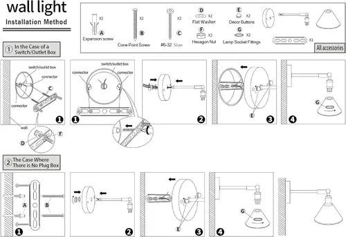 Miniatura 8 de Shenmoyl Apliques de pared vintage con pantalla de cristal de loto blanco de 180 grados, ajustable, de latón, con cable, moderna lámpara de pared
