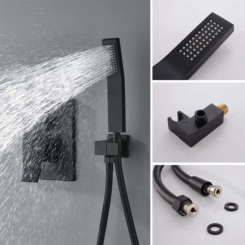 Miniatura 3 de KOJOX Sistema de ducha de 12 pulgadas con cabezal de ducha de lluvia de alta presión, cabezal de ducha de mano, kit de ajuste de boquilla de grifo