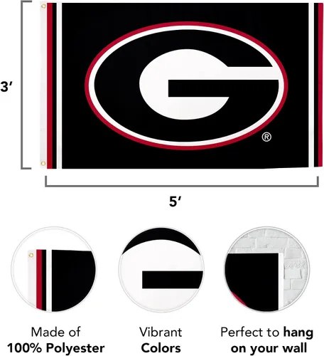 Miniatura 3 de Desert Cactus Bandera de la Universidad de Georgia Bulldogs UGA Dawgs Banners 100% poliéster para interiores y exteriores, banderas de 3 x 5 pies