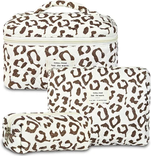 Miniatura 16 de GISMTR 3 Bolsas de Maquillaje Acolchadas de Algodón Grandes de Viaje Bolsa de Cosméticos Bolsa de Maquillaje Coqueta Bonita Bolsa de Tocador Floral