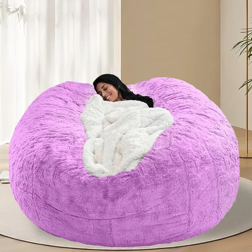 Miniatura 11 de BCU Funda para Silla Puf Ultra Suave Esponjosa de Piel Sintética Falsa Funda para Puf de Felpa Funda para Sillas de Sala de Estar para Adultos