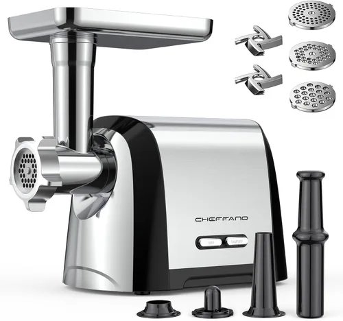 Miniatura 8 de Picadora de carne eléctrica, 2600 W máx. 3 en 1, relleno de salchichas de alta resistencia con tubo de salchicha y kit de kubbe, 3 placas