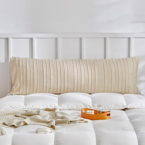 Miniatura 30 de WARMDERN - Fundas de almohada beige tamaño queen, fundas de almohada estándar, juego de 6 fundas de almohada de microfibra suave, textura boho