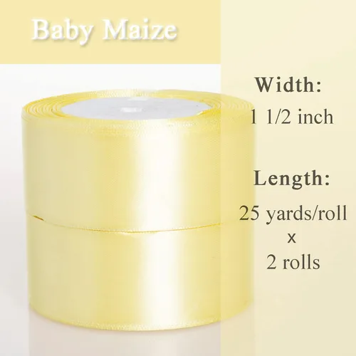 Miniatura 2 de ATRBB Cinta de satén de maíz bebé de 1 1/2 pulgadas, cinta de tela sólida de 50 yardas para envolver regalos, ramos, bodas y decoración del hogar