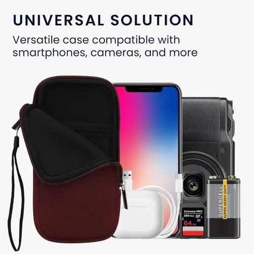 Miniatura 4 de kwmobile Funda universal para teléfono tamaño XS - 3,5/4 pulgadas - Funda de neopreno para teléfono inteligente con cremallera - Funda impermeable