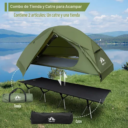 Miniatura 2 de Night Cat Tienda de campaña para cuna – Impermeable para 1 persona fuera del suelo Combo cama para adultos portátil fácil instalación tienda