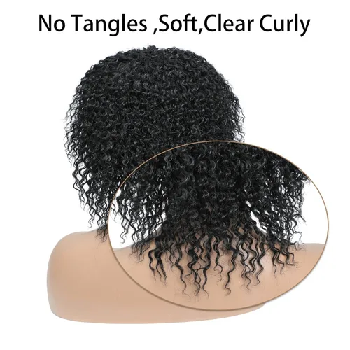 Miniatura 4 de Pelucas rizadas para mujeres negras, pelucas afro para mujeres negras, pelucas cortas sintéticas naturales sintéticas rizadas con flequillo, peluca