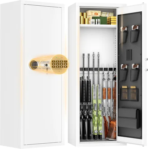 Miniatura 12 de Greenvelly 14-16 Caja fuerte para rifles y pistolas, caja fuerte para rifles con cerradura de teclado, gabinete para armas de fuego para rifles