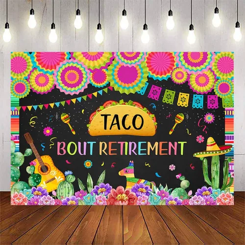 Avezano Telón de fondo de jubilación de Taco Bout para fiesta mexicana, fondo de fiesta de jubilación feliz para hombres y mujeres, Cinco De Mayo,
