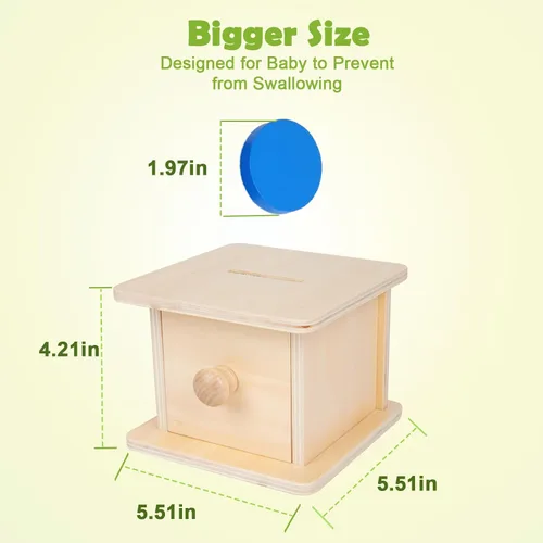 Adena Montessori Caja de Monedas para Bebés y Niños Pequeños Montessori Juguetes para Bebés de 6-12 Meses 1 Año 2 Años (Caja de Monedas Típica)