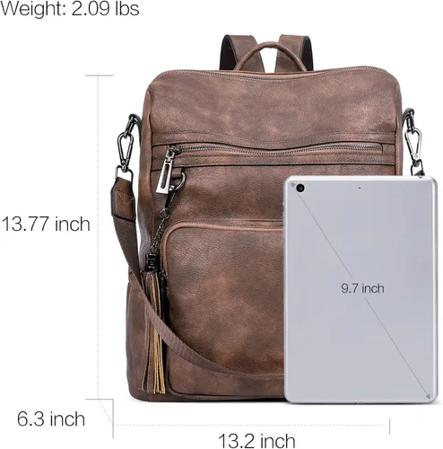 Miniatura 3 de CLUCI Mochila Bolso para Mujeres Mochila de Viaje de Cuero Grande Mochila para Mujeres Diseñador de Moda Bolsas de Hombro para Dama con Borla