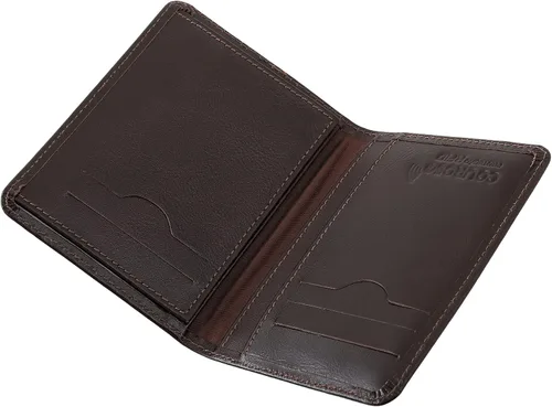 Miniatura 5 de Cartera delgada de piel minimalista con bolsillo frontal con bloqueo RFID tamaño pequeño 620, Café