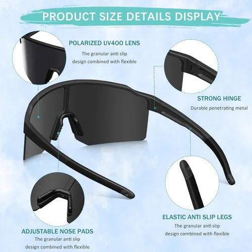 Miniatura 5 de Gafas de sol polarizadas para hombres y mujeres, protección UV400, gafas de sol deportivas, gafas de béisbol para pesca MTB