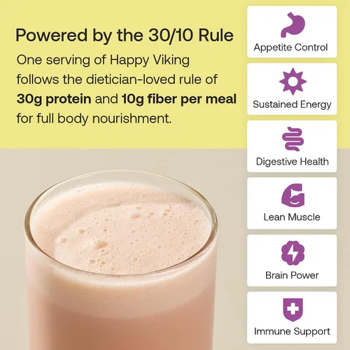 Miniatura 6 de Happy Viking Proteína en Polvo de Chocolate + Súper Alimentos, Creado por Venus Williams, 30G de Proteína, Bajo en Carbohidratos, Cetogénico