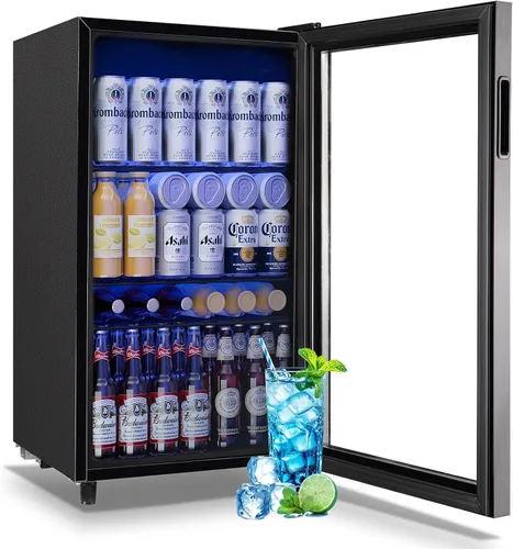 Miniatura 9 de Refrigerador de bebidas de 1.3 pies cúbicos, mini refrigerador para refrescos, cerveza o latas, enfriador de bebidas personal, 7 modos, estantes