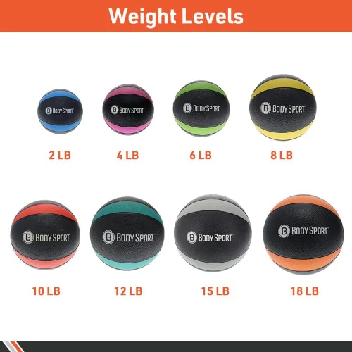 Miniatura 4 de Body Sport Pelota medicinal - Pelota de ejercicio con peso - Equipo de gimnasio en casa - Pelota de entrenamiento de fitness - Entrenamiento de Gris