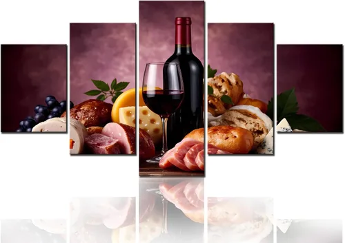Miniatura 26 de TUMOVO - 5 cuadros de vino tinto con impresión de alta definición sobre lienzo.