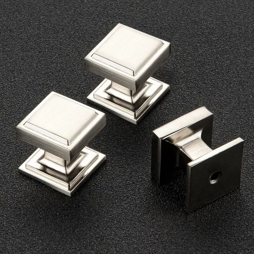 Miniatura 2 de Pomos de gabinete plateados de Home Expert, paquete de 5 - Tiradores cuadrados negros para cocina y cajones - Pomos de puerta de armario de níquel