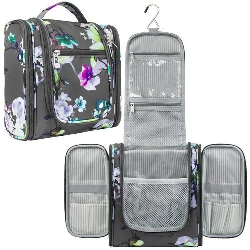 Miniatura 10 de PAVILIA - Bolsa de aseo para viaje para mujeres y hombres, organizador cosmético colgante, bolsa de maquillaje resistente al agua para accesorios