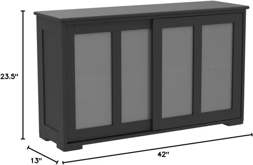 Miniatura 2 de Aparador de buffet compacto de 42 pulgadas con puertas correderas de vidrio y estante ajustable para comedor, sala de estar