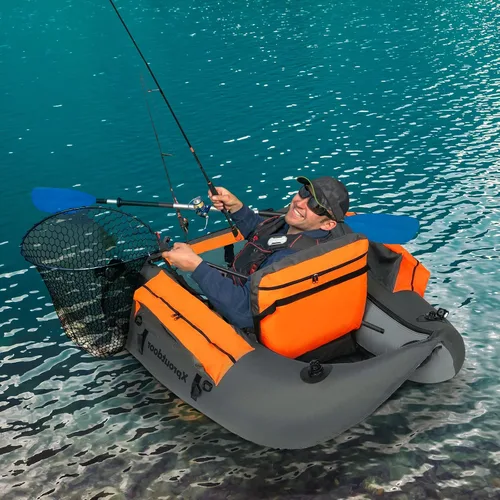 Miniatura 6 de Tubo de flotador de pesca con correas ajustables para mochila, bolsillos de almacenamiento, regla de pescado, barco de pesca con mosca con bomba