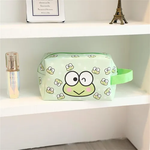Miniatura 3 de Bolsa de maquillaje Kawaii, bolsa de cosméticos de viaje de piel sintética de dibujos animados, pequeña bolsa de maquillaje para niñas, bonita bolsa