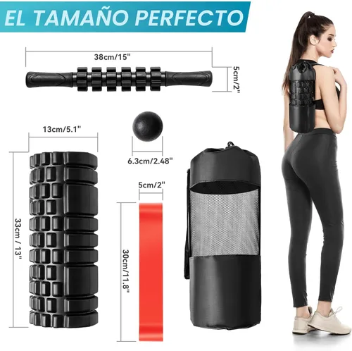 Miniatura 7 de Krightlink Juego de rodillos de espuma 5 en 1, kit de recuperación muscular de tejido profundo con rodillo de ejercicio de alta densidad, bola