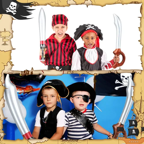 Miniatura 6 de Libima 54 piezas de espadas piratas inflables, recuerdos de fiesta pirata, incluye 36 espadas, 18 telescopios retráctiles para fiesta temática
