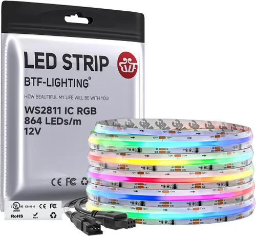 Miniatura 11 de BTF-LIGHTING FCOB WS2811 IC RGB Tira de LED COB 864LED/m Flexible Alta Densidad Luz Uniforme de Perseguida de Color DC12V 5 m 24IC/m 12mm de Ancho