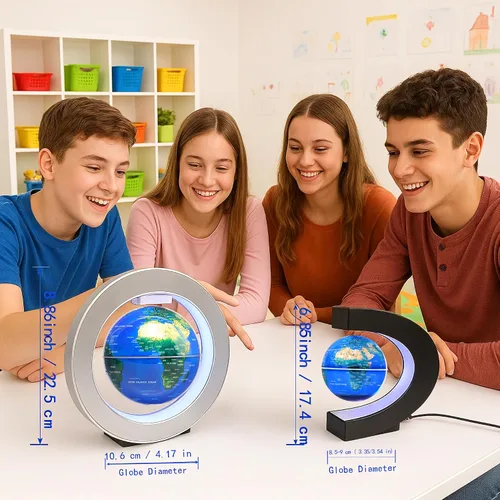 Miniatura 6 de Globo flotante de levitación magnética de 4 pulgadas, luces LED de geografía de constelación giratoria para niños, escritorio de oficina genial